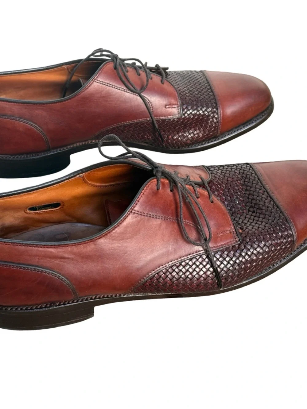 Allen Edmonds Men’s Dress Shoes Lauderdale Burgundy Brown Leather Woven SZ 10.5D